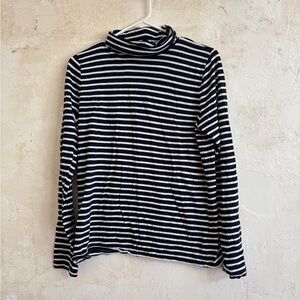 J. Crew Navy and White Striped Turtleneck